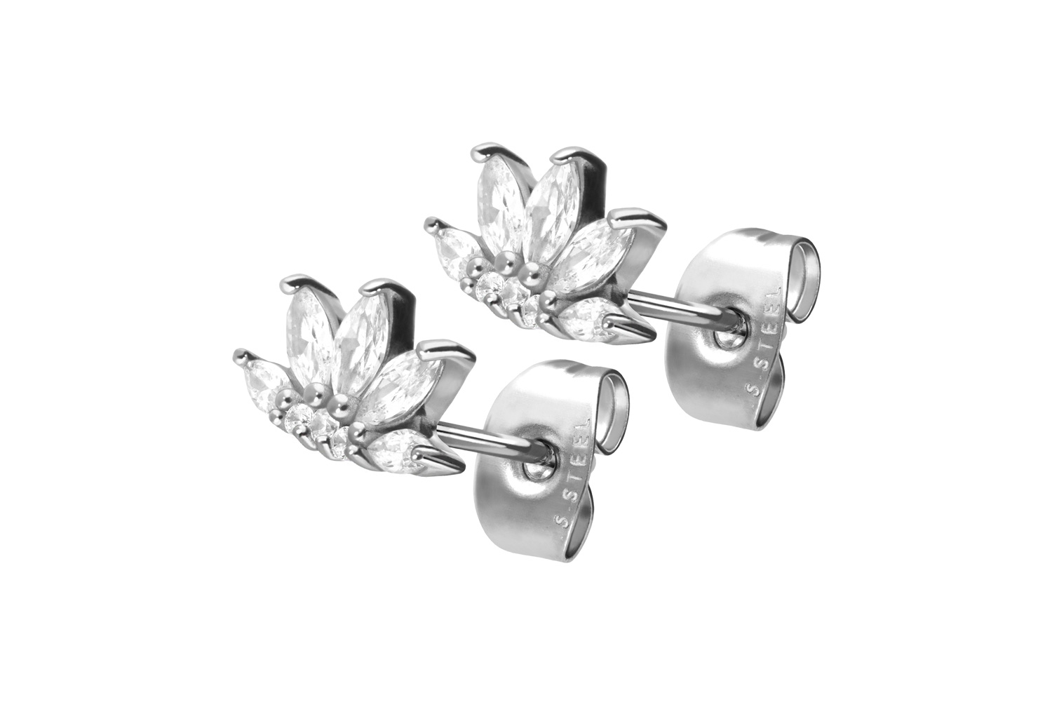 Chirurgenstahl Ohrstecker LOTUSBLÜTE + KRISTALLE